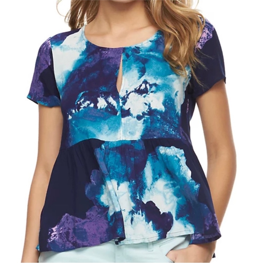 Juicyโ Couture Blue Peplum Cut Out Blouse